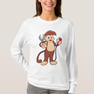 Camiseta Mono como peluquero con tijeras y Razor