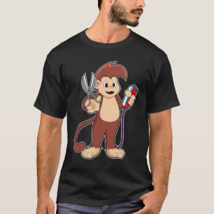 Camiseta Mono como peluquero con tijeras y Razor
