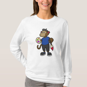 Camiseta Mono como pintador con pintura y pincel