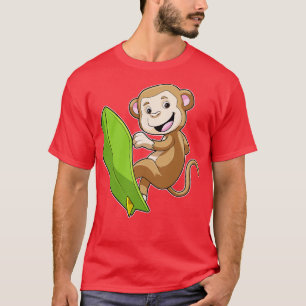Camiseta Mono como surfista con tabla de surf
