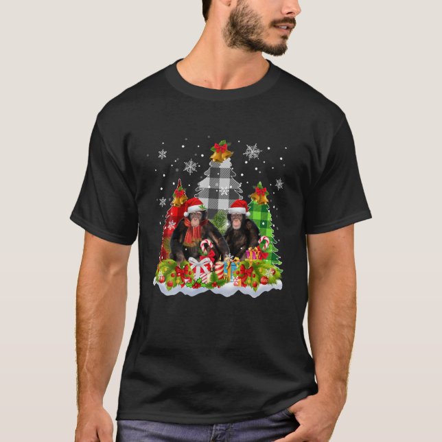 Camiseta Mono Con Árboles De Navidad Jugados, Nieve Coincid (Anverso)