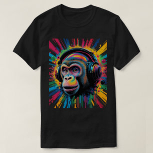 Camiseta Mono con auriculares Salpicadura de pintura vibran