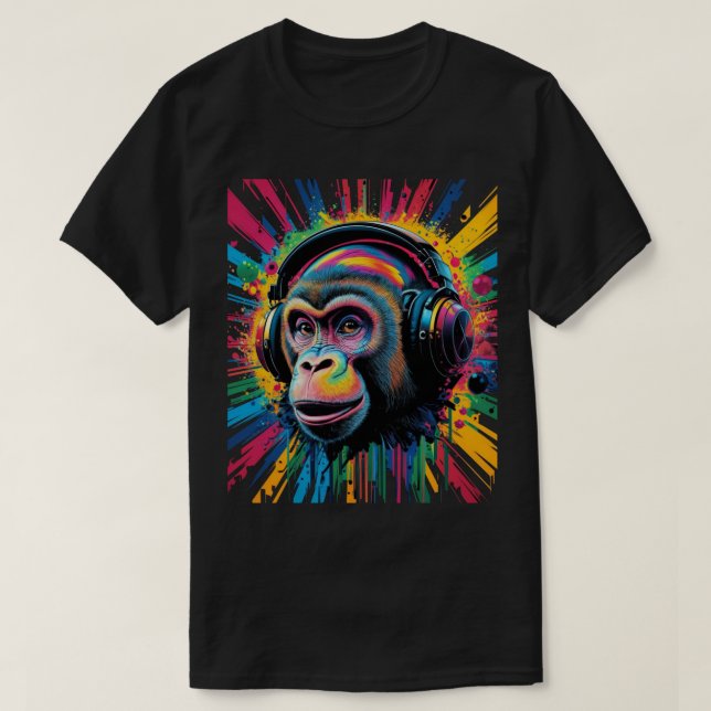 Camiseta Mono con auriculares Salpicadura de pintura vibran (Diseño del anverso)