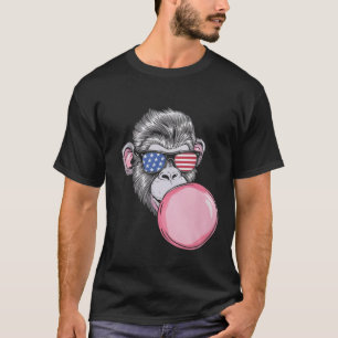 Camiseta Mono con gafas de sol de bandera americana regalo