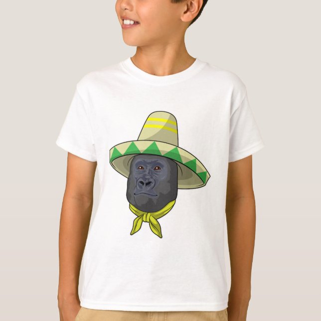Camiseta Mono con gorra de paja (Anverso)