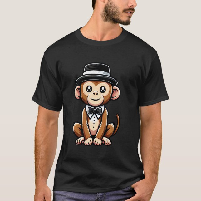 Camiseta Mono con sombrero y corbatín (Anverso)