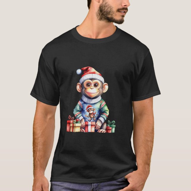 Camiseta Mono Cuto En Santa Hat Navidades La Nieve De Invie (Anverso)