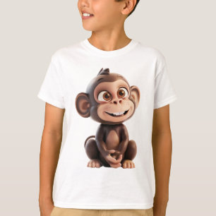 Camiseta Mono de dibujos animados feliz en 3D