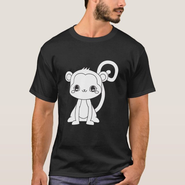 Camiseta Mono de dibujos animados lindo  (Anverso)