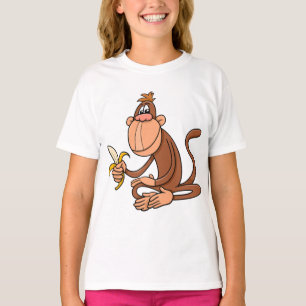 Camiseta Mono de dibujos animados lindo con plátano animal