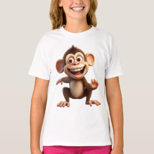 Camiseta Mono de dibujos animados sonriente – diseño del Dí