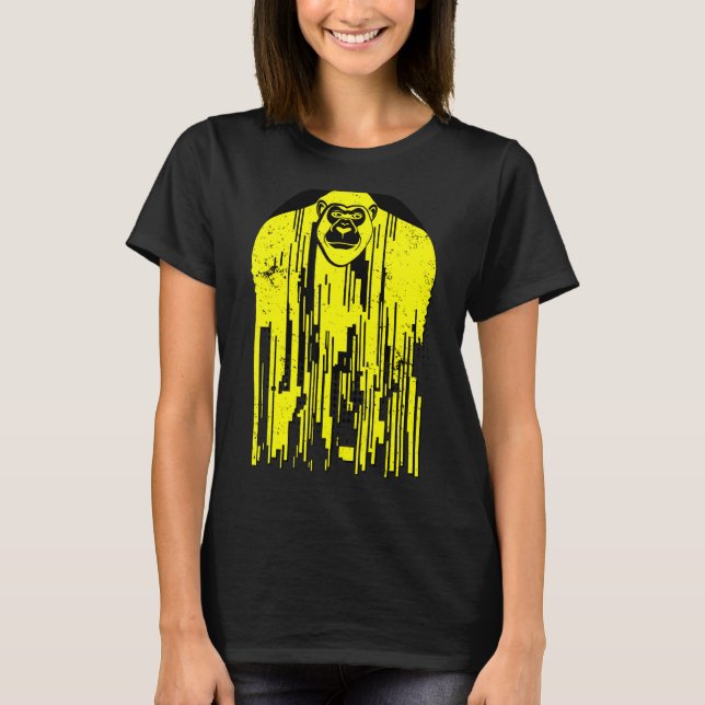 Camiseta Mono de gorila urbano con simio negro y amarillo a (Anverso)