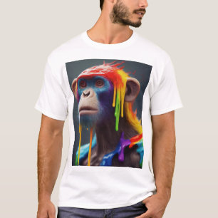 Camiseta "Mono de goteo del arcoiris: diseño audaz y lúdico