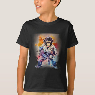 Camiseta Mono de Kung Fu Acuarela Kickboxing Mma Amante del