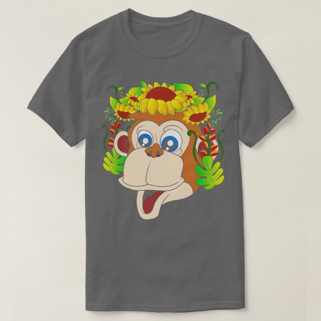Camiseta Mono de las flores de animales zoológicos (Diseño del anverso)