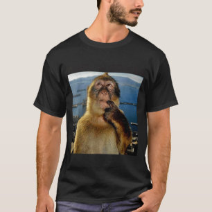 Camiseta Mono de meme lindo espera genial pensando