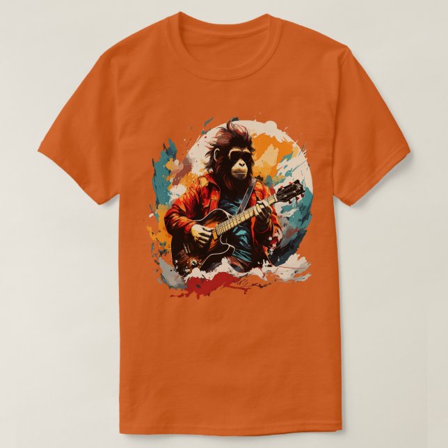 Camiseta Mono de nieve tocando guitarra (Diseño del anverso)