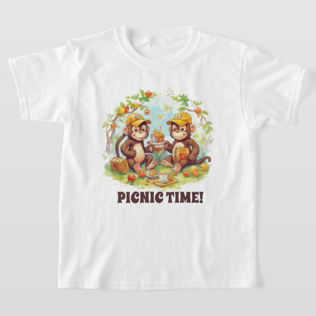 Camiseta Mono de picnic de niños lindo añada nombre (Distribución)
