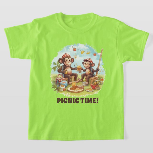 Camiseta Mono de picnic de niños lindo añada nombre (Distribución)
