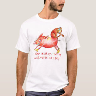 Camiseta Mono del bebé, montando al revés en un cerdo