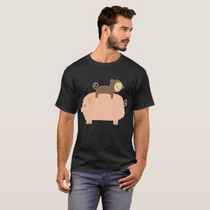Camiseta Mono del bebé que monta al revés en un cerdo de