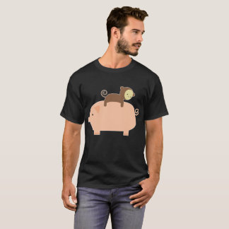 Camiseta Mono del bebé que monta al revés en un cerdo de