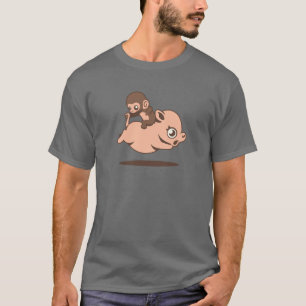 Camiseta Mono del bebé (que va al revés en un cerdo)