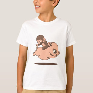 Camiseta Mono del bebé (que va al revés en un cerdo)