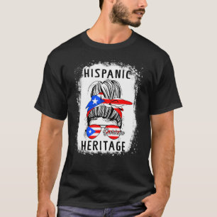 Camiseta Moño Desordenado Bandera de Puerto Rico Herencia H