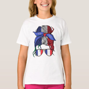 Camiseta Mono desordenado de Francia con bandera francesa