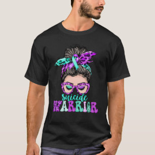 Camiseta Moño Desordenado De Mujer Cinta Azul Verdoso Y Púr