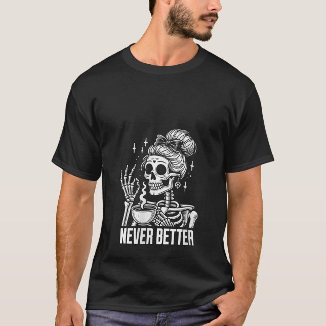Camiseta Moño Desordenado De Mujeres Bebiendo Café Para Muj (Anverso)
