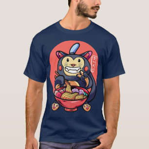 Camiseta Mono divertida comiendo Ramen lindo mono japonés