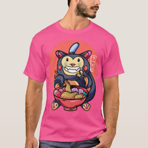 Camiseta Mono divertida comiendo Ramen lindo mono japonés