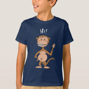 Camiseta ¡Mono divertido del dibujo animado (hola! Y