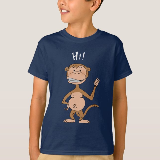 Camiseta ¡Mono divertido del dibujo animado (hola! Y (Anverso)