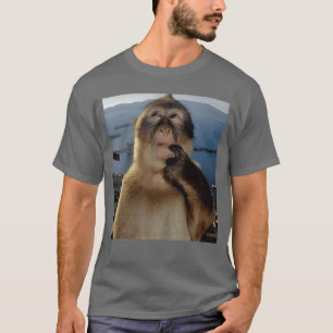 Camiseta Mono Divertido Pensando Meme Mono Curioso Rotación