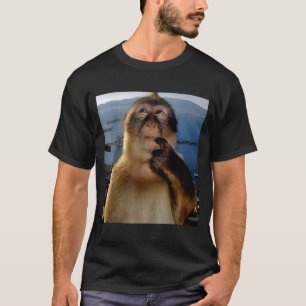Camiseta Mono Divertido Pensando Meme Mono Curioso Rotura D