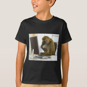 Camiseta Mono divertido pensando meme oficina curioso simio