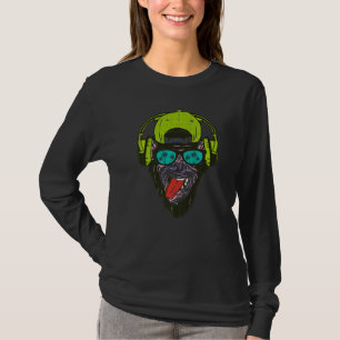 Camiseta Mono Dj Con Auriculares Gafas De Sol Rave Techno H
