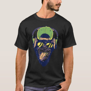 Camiseta Mono Dj Con Auriculares Gafas De Sol Tecno H