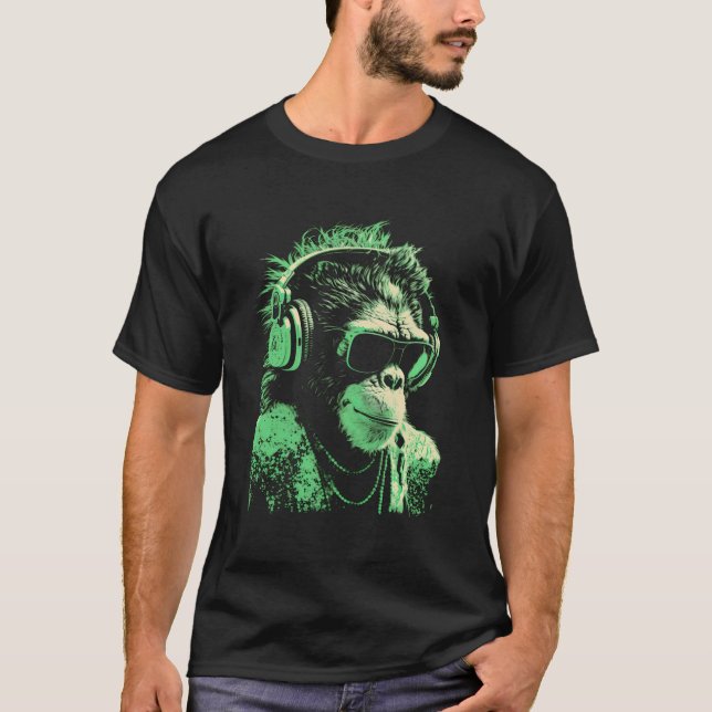 Camiseta Mono Dj Con Auriculares Y Gafas De Sol (Anverso)