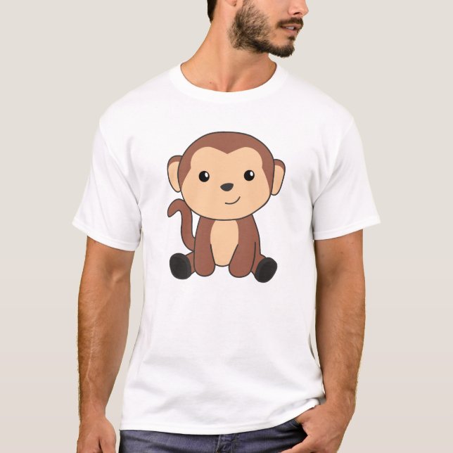Camiseta Mono Dulce Animales En Monos Graciosos De La Jungl (Anverso)