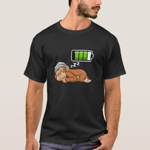Camiseta Mono durmiendo recargando noche hora de acostarse
