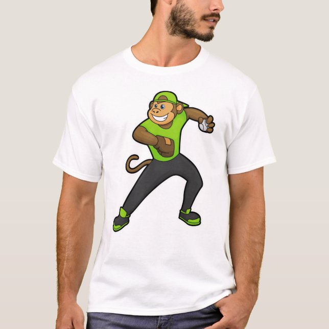 Camiseta Mono en el béisbol con bate de béisbol (Anverso)
