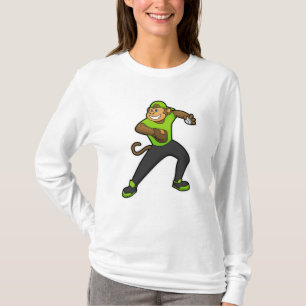 Camiseta Mono en el béisbol con bate de béisbol