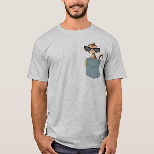 Camiseta Mono En El Bolsillo (Anverso)