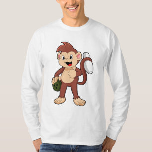 Camiseta Mono en el Bowling con bolas