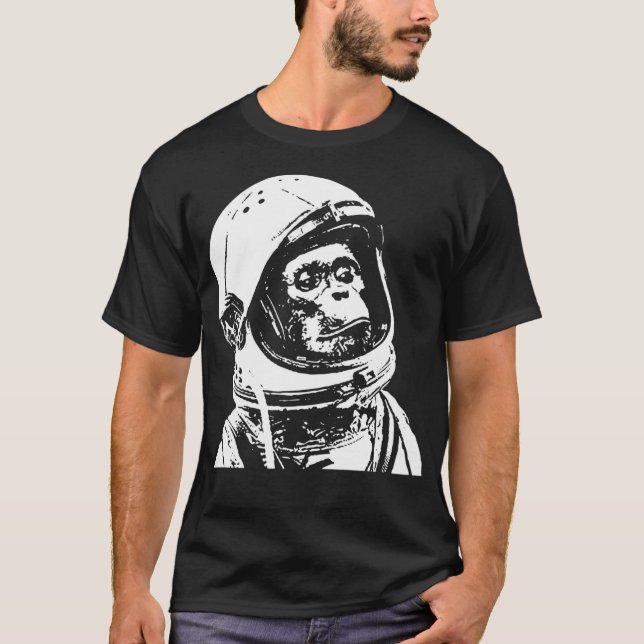 Camiseta Mono En El Espacio. Astronauta divertida Chimpanze (Anverso)
