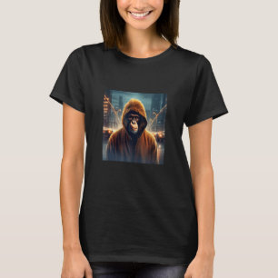 Camiseta Mono en la ciudad bajo la lluvia